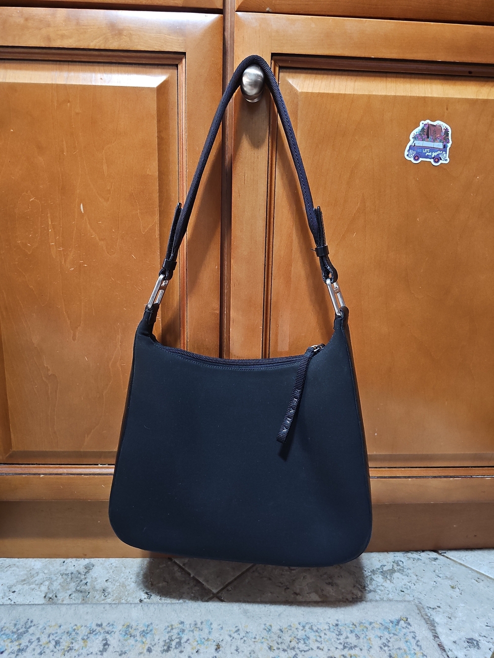 Prada Fabric/Leather Trim Hobo Bag